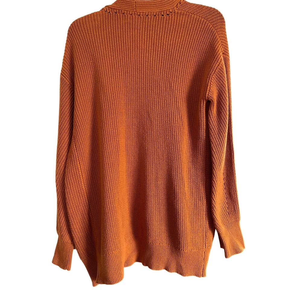 BP Nordstrom Burnt Orange Ribbed Cotton Open Front Cardigan Sweater Small - Picture 6 of 7